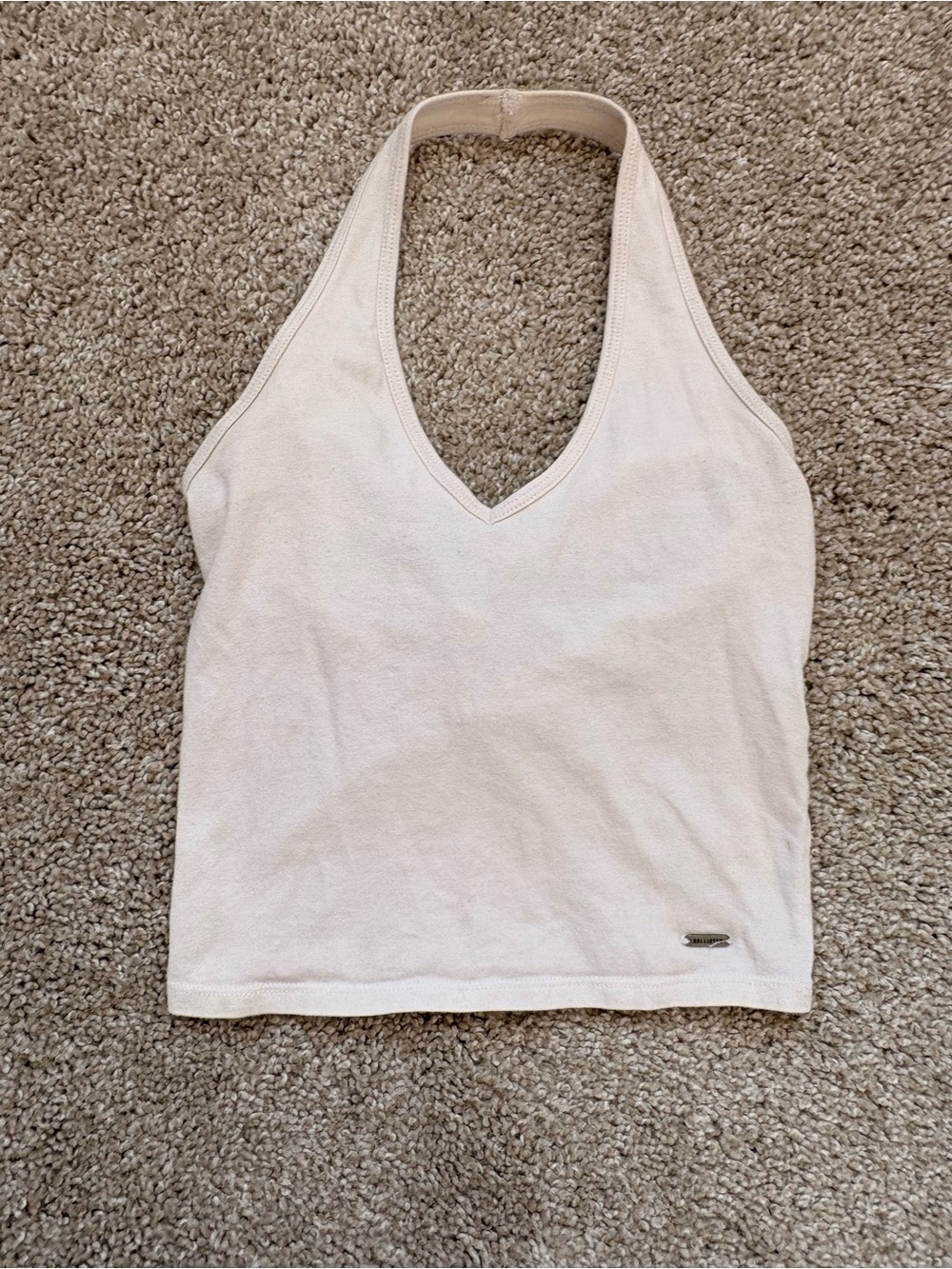Hollister Cream Halter V-Neck Tank Top